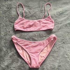 Pink Textured Bikini Set